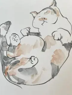 【絵画】猫 リラックス