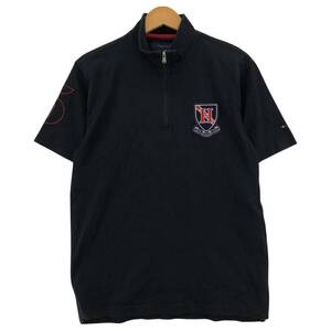 ゆうパケットOK TOMMY HILFIGER トミーヒルフィガー ハーフジップ カットソー sizeS/ブラック