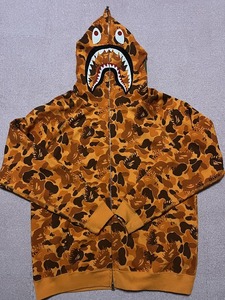 ★L★ OG Vintage NIGO BAPE Fire Orange Camo　ベイプ　エイプ　シャーク　オレンジ　ファイヤー　迷彩　パーカー　Shark full zip hoodie