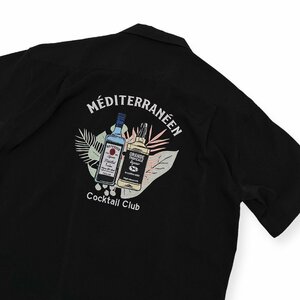 culture mix 背中BIG刺繍 オープンカラー 半袖 シャツ サイズ LL /黒/ブラック/メンズ/アロハシャツ/ハマカラー