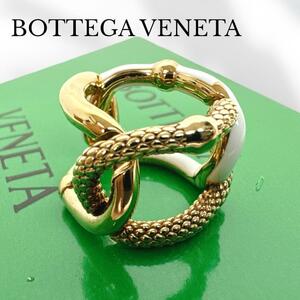 ボッテガヴェネタ BOTTEGA VENETA リング 指輪 チェーン エナメル ゴールド ホワイト シルバー925