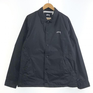 【中古】STUSSY バックプリントコーチジャケット L ブラック ステューシー[240010453604]