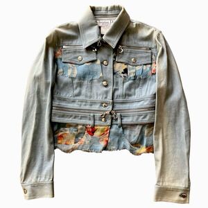 00s Christian Dior John Galliano cropped denim jacket クリスチャンディオール デニム ジャケット archive ガリアーノ レディース 36