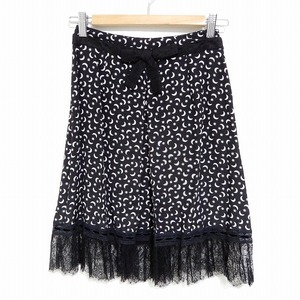 #snc ブルマリン BLUMARINE スカート ミニ丈 黒系 総柄 月 星 リボン レース スパンコール イタリア製 レディース [883459]