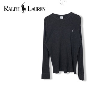 ★polo ralph lauren ポロ ラルフローレン★メンズ 長袖 ワンポイント刺繍 カットソー トップス ロンT グレー size M 管:D:01 　