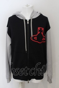 【USED】Vivienne Westwood / ORB ZIPPED HOODIE パーカー S ブラックｘライトグレー 【中古】 O-24-05-19-001-to-YM-OS