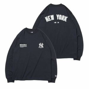 【新品】ニューエラ 長袖 コットン Tシャツ MLB Apparel ニューヨーク・ヤンキース ネイビー レギュラーフィット