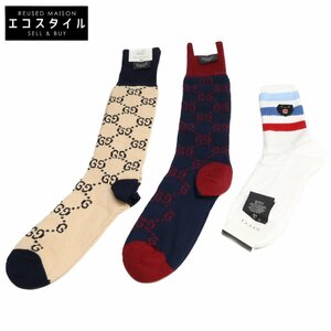 新品未使用 GUCCI 450398 パンサー付き ストレッチコットン ソックス?471093 GGパターン コットンブレンド ソックス / 靴下 計3点