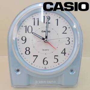 ◆⑫4　カシオ　置時計　水色　CASIO　wave ceptor　電波時計　動作未確認　ジャンク品扱い　置き時計　アナログ