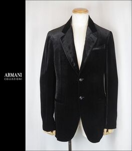 ■■＜極美品：付属品有：送料込＞アルマーニ＜ARMANI COLLEZIONI：Fine velvet Fabric Silk Blend＞テーラード JKT＜48＞■■