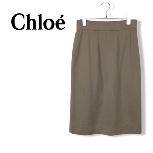 ★クロエ CHLOE★レディース ウール スカート スーツスカート 台形 ひざ丈 ブラウン系 size 42 管:C:05