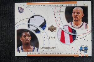 Tracy McGrady/Jason Kidd 2002-03 Upper Deck Ultimate Collection Dual Game Jersey Patch #11/25