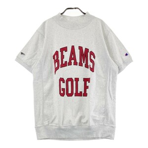 BEAMS GOLF ビームスゴルフ ×Champion REVERSE WEAVE 2023年 モックネック 半袖 スウェットトレーナー ホワイト系 LARGE [240101275961]