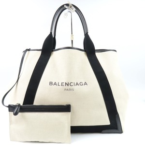 94043★1円スタート★BALENCIAGA バレンシアガ 外美品 ネイビーカバスM ポーチ付き トラベル トートバッグ ショルダーバッグ キャンバス