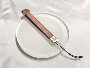 ■【YS-1】 グッチ GUCCI ■ ロゴ ストラップ ■ レザー ピンク系 全長10cm ■ イタリア製 【同梱可能商品】■D