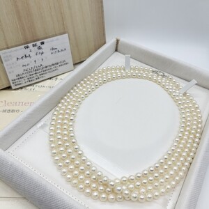 【激レア!!】アコヤ あこや ロング パール ネックレス 6mm〜6.5mm 188cm SILVER 刻印 101.6g 本真珠 akoya pearl jewelry necklace 干渉色