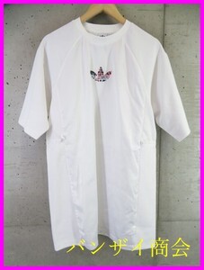 0190b14◆美品◆吸汗速乾◆adidas アディダス トレフォイル ロング丈 半袖ドライシャツ M/ジャージジャケット/ブルゾン/ウインドブレーカー