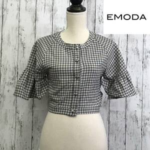 EMODA エモダ バックカッティングタイシャツ Fサイズ　ライトミックス　適度な肌見せがデザイン性抜群　S6-201　USED