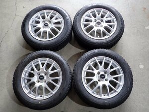 YS12263【送料無料175/65R15】アクア スイフト キューブ フィット等に BS 中古スタッドレス ▼15×5.5J 100/4H ET42▼1円スタート