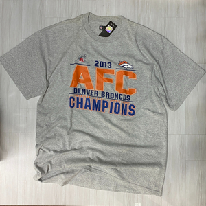 ラスト1 USA正規品 【XL】 Team Apparel 限定 NFL公式 Broncos デンバー ブロンコス AFC チャンピオンズ 半袖 Tシャツ グレー アメフト