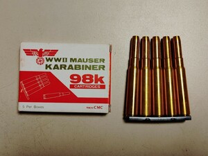 当時物 TOKYO CMC WWⅡ MAUSER KARABINER 98k CARTRIDGES モーゼル98k カートリッジ 5発 + クリップ 未発火 デッドストック