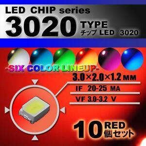 ３０２０ ＬＥＤ チップ レッド １０個セット エアコン 打替え