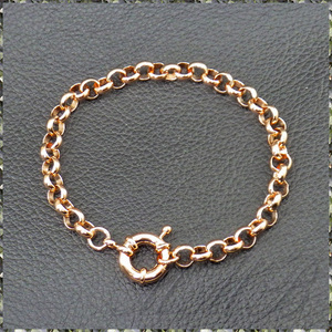 [BRACELET] 14K 585 Rose Gold Filled ローズ ゴールド ベルチャー ラウンド 丸 アズキ チェーン セーラー バックル ブレスレット 225mm 