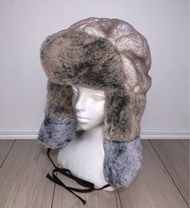 新品 KANGOL Multi Faux Fur Trapper K4262ST M カンゴール ファー トラッパー フライトキャップ パイロットキャップ ロシア帽 ベージュ Ｍ