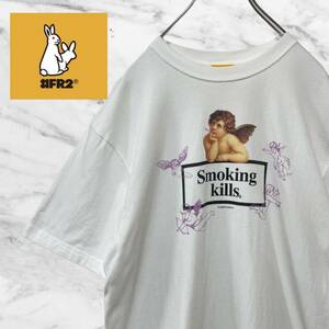FR2 Tシャツ エフアールツー センターロゴsmoking kills 天使 タバコ 煙草 L