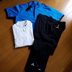 計３点、総額　$２５５　アディダス CLIMASTORMウインドパンツ、ブレーカー　/ナイキ DRI-FIT 裏起毛　XL