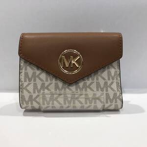 【MICHAEL KORS】マイケルコース GREENWICH エンベロープ トライフォールド 32S1GNME6B 三つ折り ウォレット ブラウン レディース ts202407