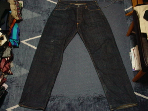 超レア！エヴィス： EVISU： 濃紺： NO.2 Lot.2001 ： 大黒ペイント 白： ジーンズ： ジーパン W35×L３５サイズ：インディゴ