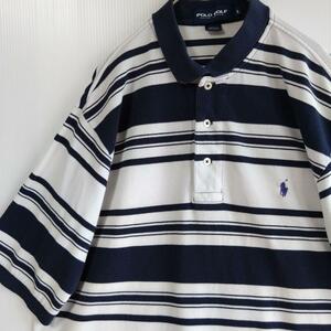 1066 半袖ポロシャツ Lサイズ US古着 POLO GOLF ボーダー柄