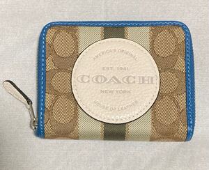 1円〜 1スタ COACH コーチ 二つ折り財布 モノグラム ロゴ Cマークレザー キャンバス ミニ財布 コインケース 定期入れ America’s Original