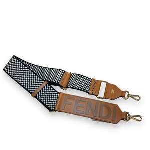 FENDI Strap You ショルダーストラップ OS ブラック ホワイト ブラウン 8AV156 ADLB フェンディ ストラップ ユー