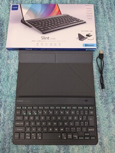 0610u1203　エレコム ワイヤレス キーボード Bluetooth Slint 超薄型 充電式 パンタグラフ 保護ケース付 ブラック TK-TM15BPBK