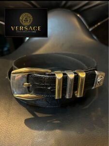 ベルサーチ　ヴェルサーチ　Versace 3連　ベルト　メデューサ　レザー