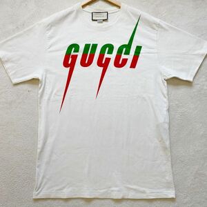 【現行タグ・最高峰】 GUCCI グッチ メンズ 半袖 Tシャツ トップス カットソー ブレード ロゴ Mサイズ ホワイト