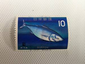 1966-1967 魚介シリーズ カツオ 1966.5.16. 10円切手 単片 使用済