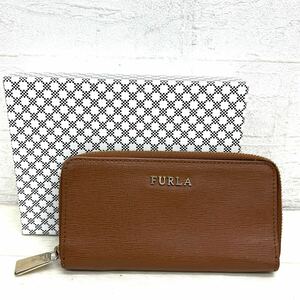 1586◎ FURLA フルラ 小物 ファッション キーケース 6連 フック ラウンドファスナー レザー カジュアル ブラウン レディース