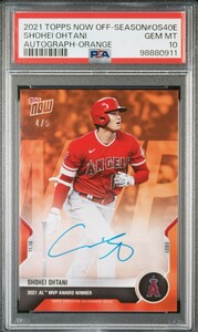 鑑定済PSA10 2021 topps now 5シリ mvp 大谷翔平 Auto 直筆サインカード ドジャース　shohei ohtani