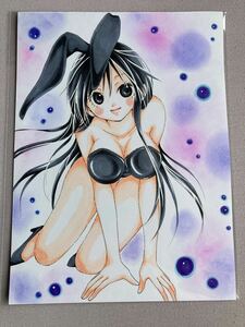 秋山澪『けいおん!』　バニーガール　女性キャラ　　手描きイラスト　整理品　アナログ　原画　同人　