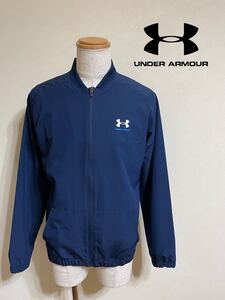 【美品】 UNDER ARMOUR GOLF CG アンダーアーマー ゴルフ コールドギア ブルゾン ウインド ジャケット ジャンパー サイズLG 長袖 ネイビー