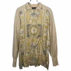 Vintage ETRO エトロ　レディース　柄　素材切り替え　長袖　ニットポロ　トップス　