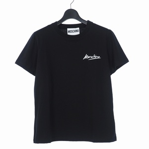 未使用品 モスキーノ MOSCHINO 20SS ロゴ プリント Tシャツ カットソー 半袖 38 黒 ブラック A0708 レディース