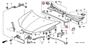 honda Genuine Parts Rub, Rr. Hood Seal Hinge Cover DC5 acura RSX integra ホンダ インテグラ ボンネット リアシール ヒンジカバー右