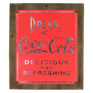 ボックストップ メタル看板 コカ・コーラ 「DRINK COCA-COLA」 #189226 H35.5×W30.7cm 木製フレ