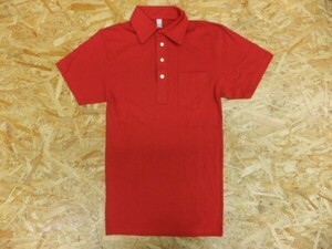 美品 American Apparel アメリカンアパレル メンズ USA製 無地 シンプル 半袖 ポロシャツ 赤 サイズXS