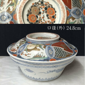 ●e2346 古伊万里 色絵 染付 蓋物 食籠 花鳥図 菓子器 料理鉢 