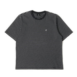 STUSSY ステューシー Tシャツ サイズ:XL 23SS ボーダー ヘビーウェイト クルーネック Tシャツ ブラック ホワイト 黒白 トップス